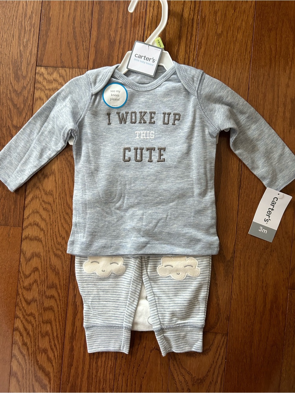 Carter's Light Gray 'I Woke Up This Cute' Three-Piece Set Size 3M NWT
